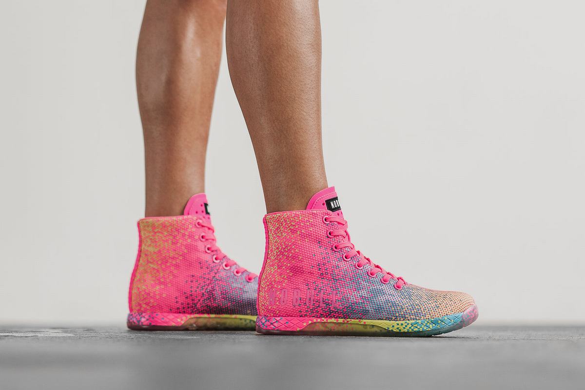 Nobull High-Top Neon Women's Trainers Pink | Australia (RJ5349)